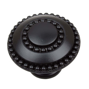 35mm (1.375") Oil Rubbed Bronze Round Double Ring Beaded Cabinet Knob