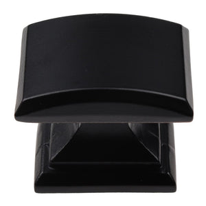 32mm (1.25") Matte Black Domed Convex Square Cabinet Knob