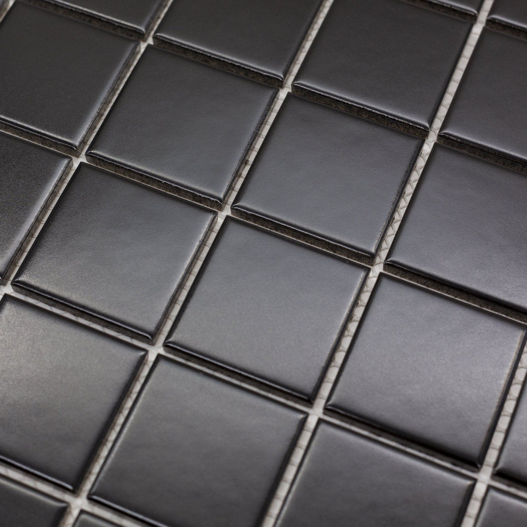Total Home Distributors Porcelain Mosaics Collection Matte Black Square 12