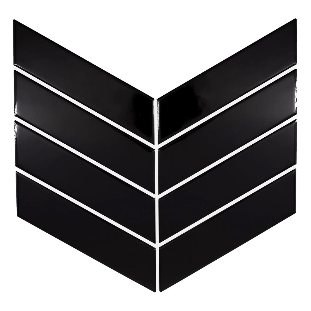 Total Home Distributors Shapes Collection Chevron Polished Black 9