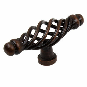 67mm (2.625") Oil Rubbed Bronze Classic Twisted Rounded End Birdcage Solid Steel Cabinet T-Knob