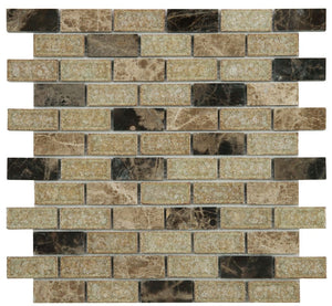 Elysium Tiles Cappuccino Brick 10.75" x 11.75" Mosaic Tile