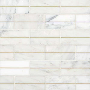 Bedrosians Ferrara Collection Bianco Decorative 3" x 6" Marble Tile (4.96 ft² Per Box)