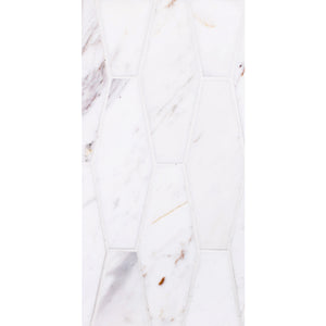 Total Home Distributors Sto-Re Collection Polished Volakas Elongated Hexagon 2" x 6" Mosaic Tile