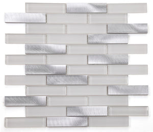 Elysium Tiles Linear Aluminum 11.75" x 11.75" Mosaic Tile