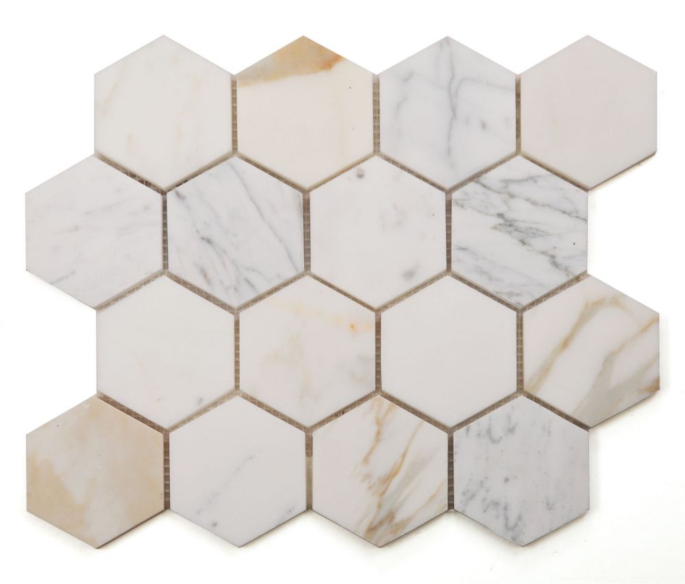 Elysium Tiles Hexagon Calacatta Gold Honed 10