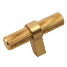 Load image into Gallery viewer, 57mm (2.25&quot;) Brass Gold Knurled European Steel Cabinet T-Bar Knob
