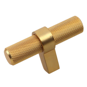 57mm (2.25") Brass Gold Knurled European Steel Cabinet T-Bar Knob