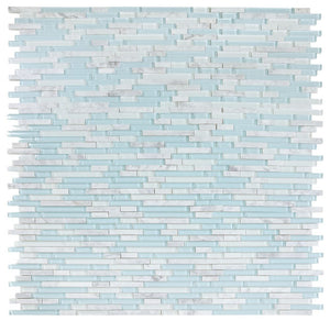 Elysium Tiles Linear Carrara Turquoise 11.75" x 12" Mosaic Tile