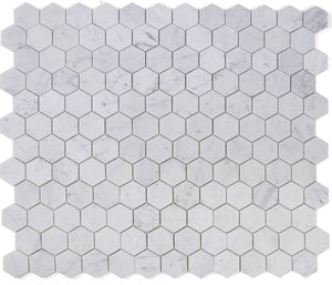 Elysium Tiles Hexagon Carrara Honed 10" x 11.5" Mosaic Tile