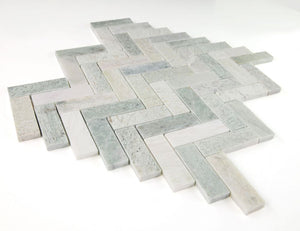 Elysium Tiles Herringbone Green 11" x 12.5" Mosaic Tile