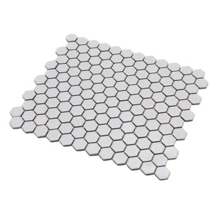 Total Home Distributors Matte White Hexagon 1" x 1" Mosaic Tile