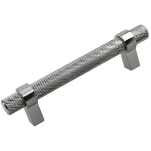 95mm (3.75") Center to Center Satin Nickel Knurled European Steel Bar Pull Cabinet Hardware Handle