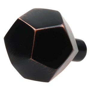 38mm (1.5") Oil Rubbed Bronze Solid Faceted Cabinet Knob