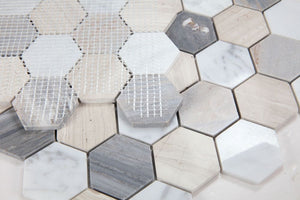 Elysium Tiles Hexagon Blue 11.75" x 12" Mosaic Tile