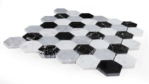 Elysium Tiles Hexagon Moonlight 11.75" x 12" Mosaic Tile