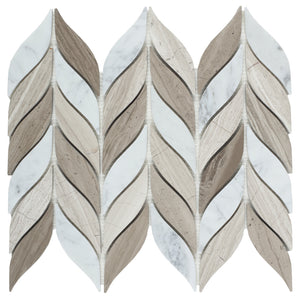 Elysium Tiles Leaf Haisa 10" x 12" Mosaic Tile