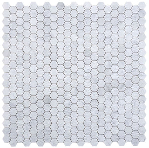 Elysium Tiles Hexagon Carrara Honed 12" x 12" Mosaic Tile