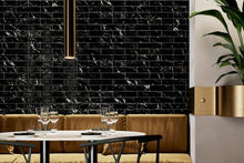 Load image into Gallery viewer, Siena Decor Marquina Collection Nero Polished 3&quot; x 12&quot; Ceramic Tile
