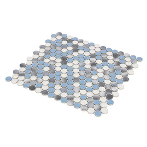 Elysium Tiles Penny Round Sky 11.5" x 12.25" Mosaic Tile