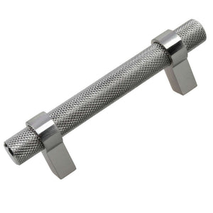 76mm (3") Center to Center Matte Black Knurled Solid Steel Bar Pull Cabinet Hardware Handle