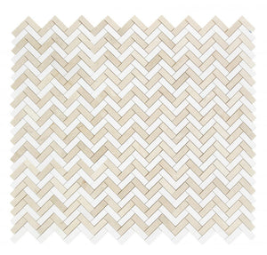 Elysium Tiles Herringbone Marfil 11" x 12.5" Mosaic Tile