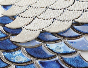 Elysium Tiles Dragon Scale Royal Blue 9.75" x 12" Mosaic Tile