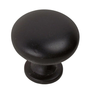 28.5 mm (1.125") Matte Black Classic Round Solid Cabinet Knob