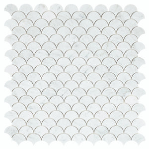 Elysium Tiles Dragon Scale Carrara 9.75" x 9.75" Mosaic Tile