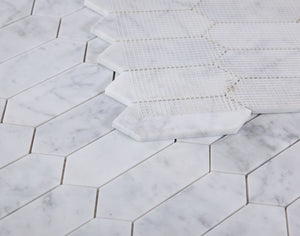 Elysium Tiles Elongated Hex Carrara Honed 11.75" x 15" Mosaic Tile