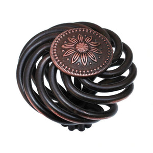 38mm (1.5") Classic Twisted Rustic Bronze Flower Birdcage Cabinet Knob