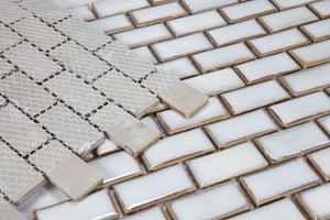 Elysium Tiles Brick Fancy White 11.75" x 11.75" Mosaic Tile