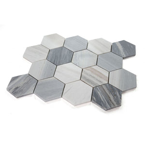 Elysium Tiles Hexagon Italian Blue 10.25" x 11.75" Mosaic Tile