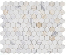 Load image into Gallery viewer, Elysium Tiles Hexagon Calacatta Gold Polished 10&quot; x 11.5&quot; Mosaic Tile
