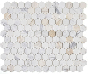 Elysium Tiles Hexagon Calacatta Gold Polished 10" x 11.5" Mosaic Tile