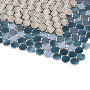 Elysium Tiles Penny Round Gradient Blue 11.5" x 12.25" Mosaic Tile