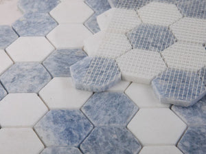 Elysium Tiles Hexagon Crystal Ocean 11.75" x 12" Mosaic Tile