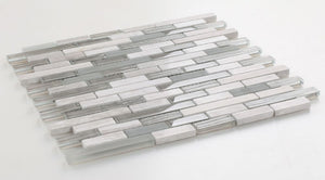 Elysium Tiles Snow Stack 11.75" x 12" Mosaic Tile