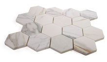 Load image into Gallery viewer, Elysium Tiles Hexagon Calacatta Gold Honed 10&quot; x 11.5&quot; Mosaic Tile
