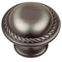 Load image into Gallery viewer, 28.5 mm (1.125&quot;) Satin Pewter Rustic Round Rope Cabinet Knob
