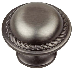 28.5 mm (1.125") Satin Pewter Rustic Round Rope Cabinet Knob