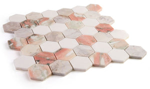 Elysium Tiles Hexagon Rose 11.75" x 12" Mosaic Tile