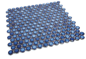 Elysium Tiles Penny Round Blue 11.5" x 11.5" Mosaic Tile