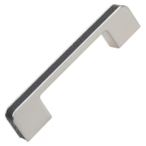 95mm (3.75") Center to Center Satin Nickel Center Embossed Leather Strip Cabinet Pull