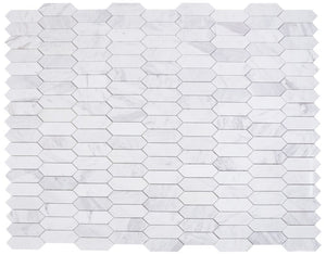 Elysium Tiles Elongated Hex White 11.75" x 15" Mosaic Tile