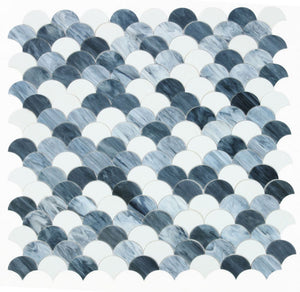 Elysium Tiles Newport Scale Grey 9" x 9.75" Mosaic Tile