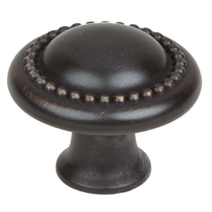 32mm (1.25") Matte Black Transitional Round Beaded Cabinet Knob