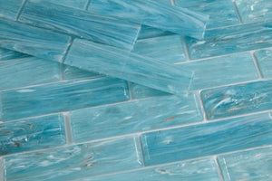 Elysium Tiles Hot Long Clear Blue 12" x 12.75" Mosaic Tile