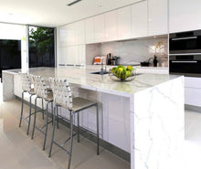 Load image into Gallery viewer, Elite Stone Calacatas White Polished 108&quot; x 24&quot; Prefabricated Quartz Slab
