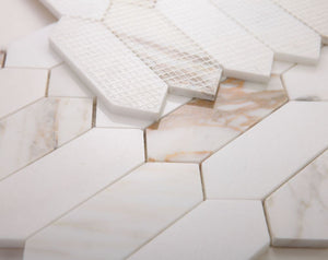 Elysium Tiles Elongated Hex Calacatta Polished 11.75" x 15" Mosaic Tile